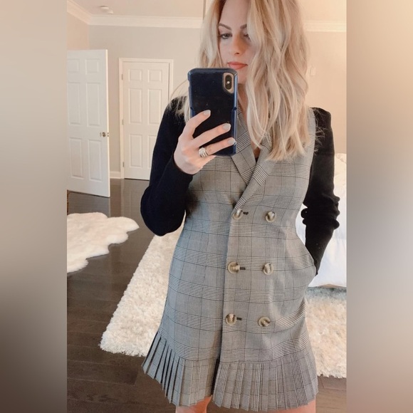 Anna Cate Collection Sara Vest Dress Plaid Double Breasted Pleated Hem | Size M - Picture 2 of 13